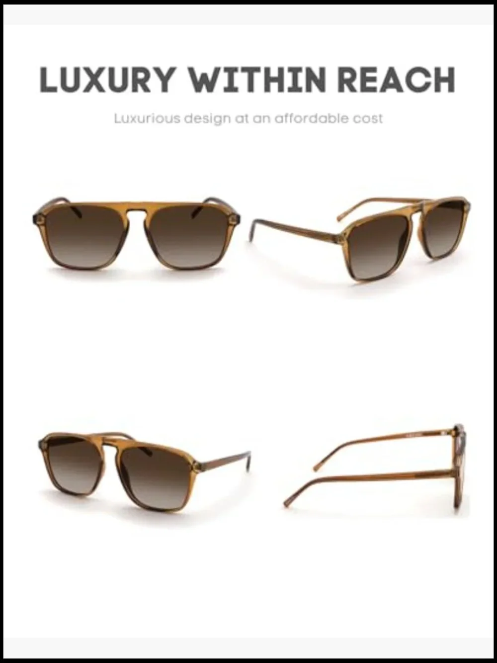 TR90 Frame Polarized Square Aviator Sunglasses UV400 Protection